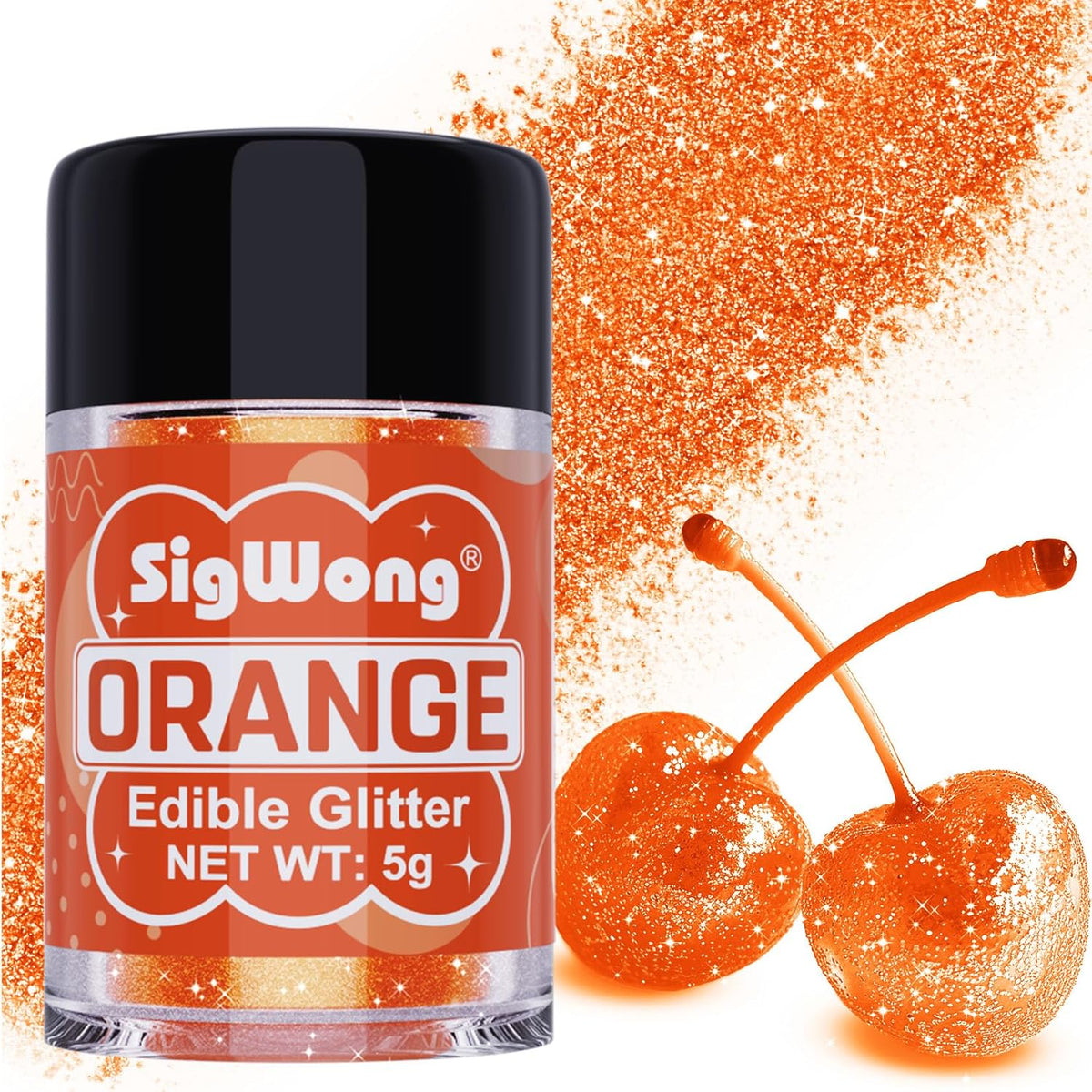 Orange Edible Glitter - 5g Food Grade Cake Decorating Shimmering Glitter, Edible Sprinkle Luster