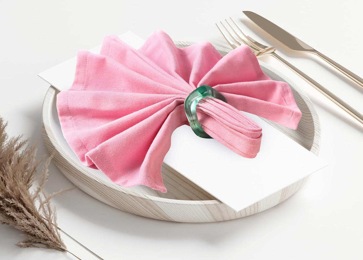 Epoxy Resin Spring Napkin Rings Set of 12 - Irregular Napkin Holders for Dining Table, Party Decor