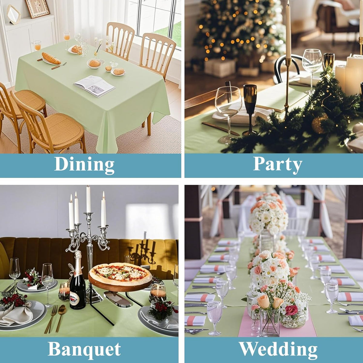VidaFete Tablecloth 60*84inch Rectangle Table Cloth Polyester, Stain Wrinkle Resistant Polyester