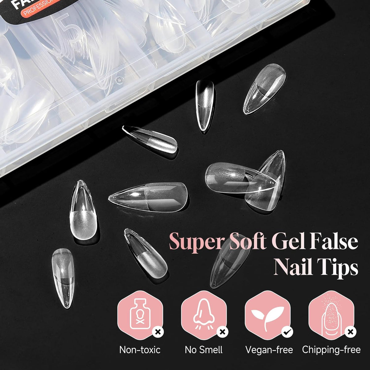 Medium Stiletto Nail Tips: 240 Pcs Full Cover Almond Shape False Nail Acrylic Soft Gel Nails Tips
