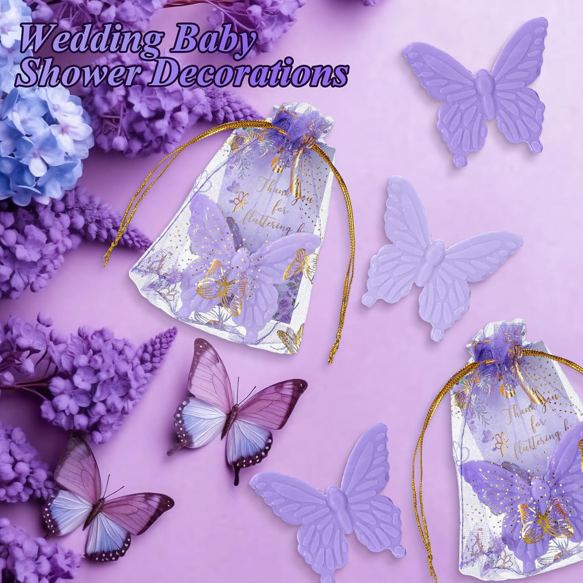 Dunzy 50 Set Butterfly Theme Baby Shower Favors for Guests Butterfly Soap Favors with Thanks You