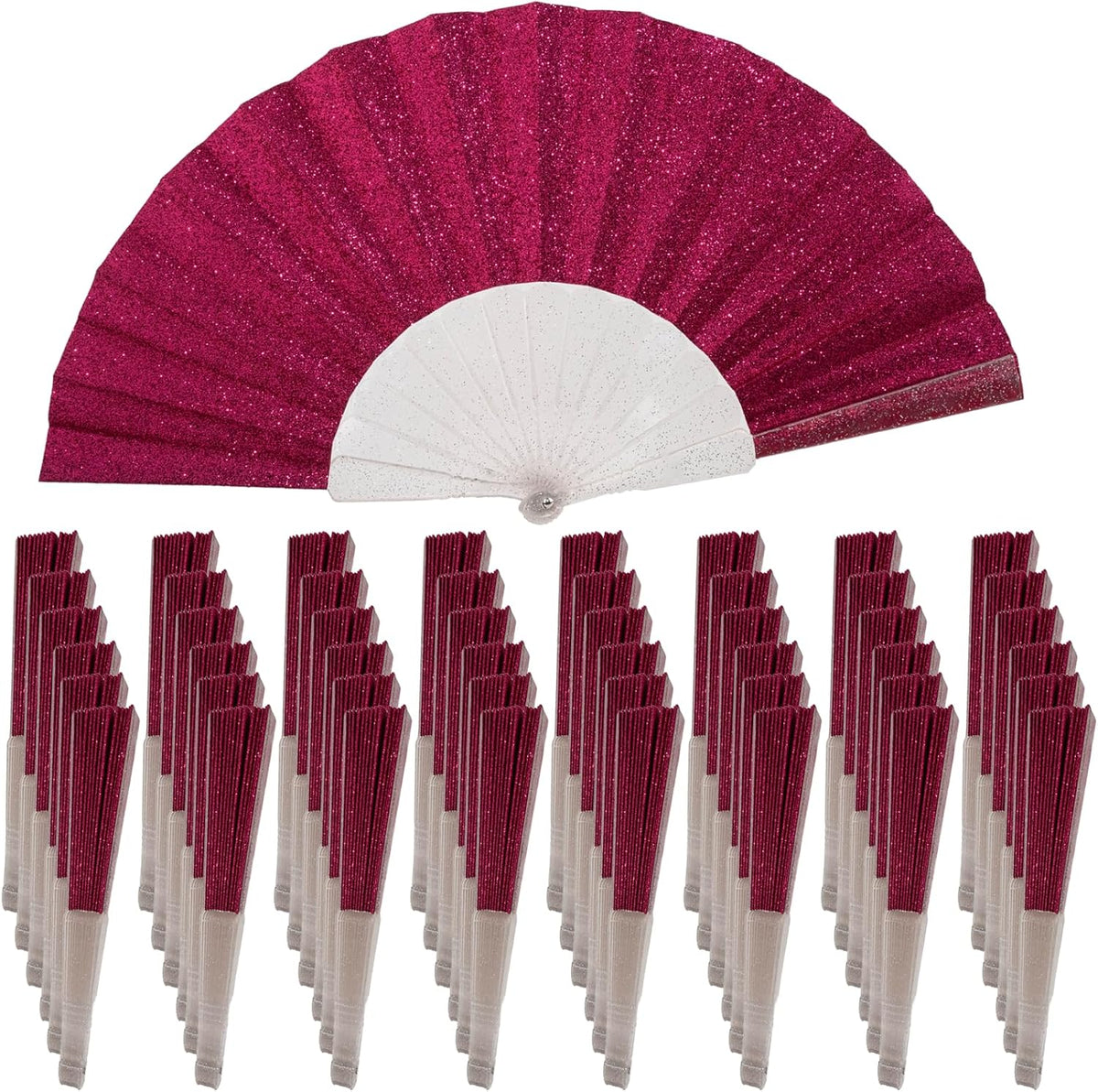 48 Pack Handheld Fan,Folding Hand Glitter fan with Shining Transparent Fan Rib – Ideal for Wedding