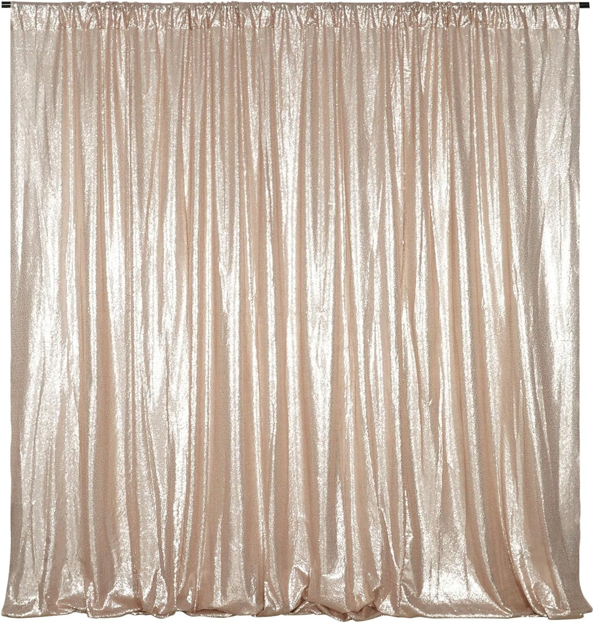 Poise3EHome 8FT x 10FT Sequin Photography Backdrop Curtain for Party Decoration, Champagne