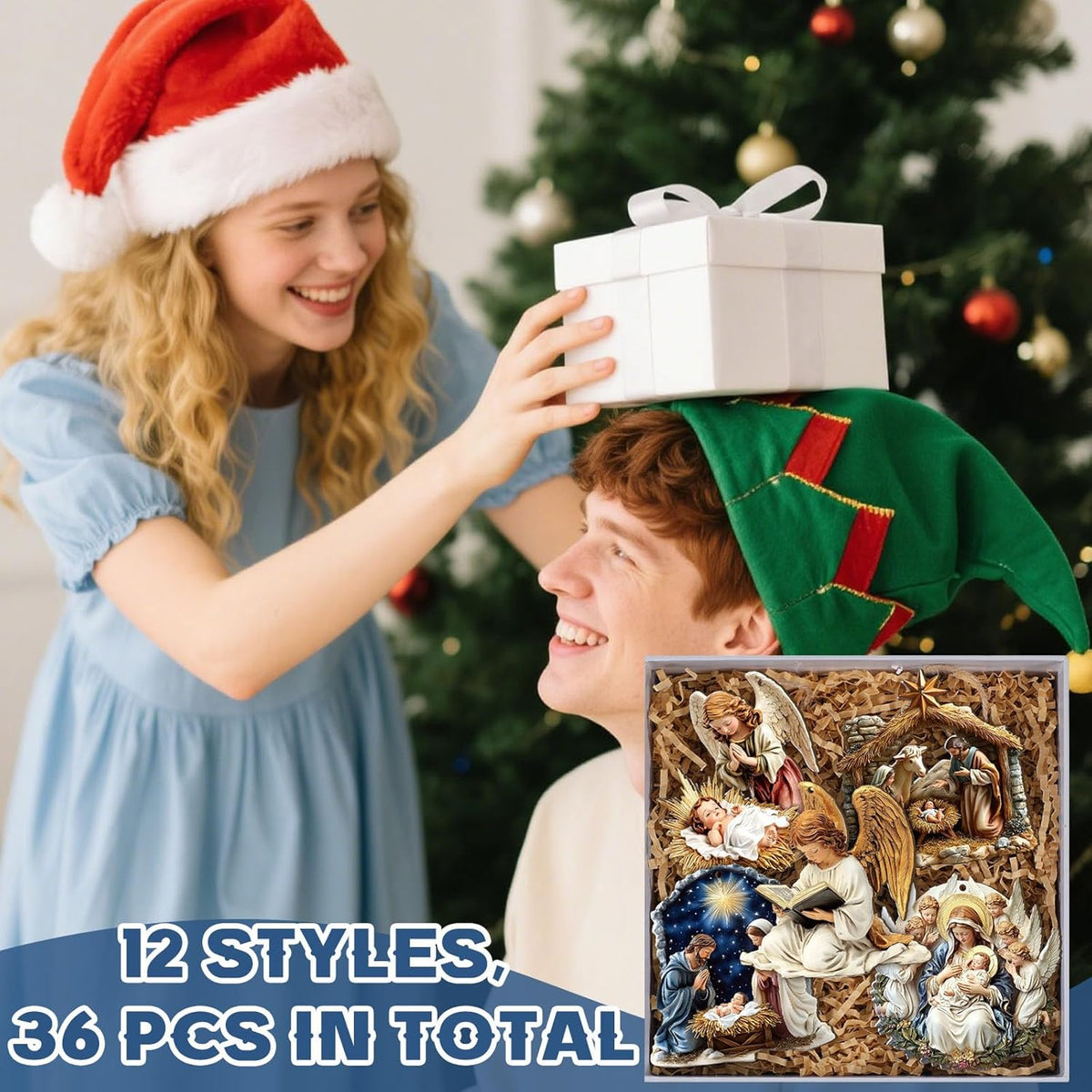 Suzile 36 Pcs Wooden Ornaments Vintage Tree Ornaments Decorations for Tree Wreaths Hanging Wood