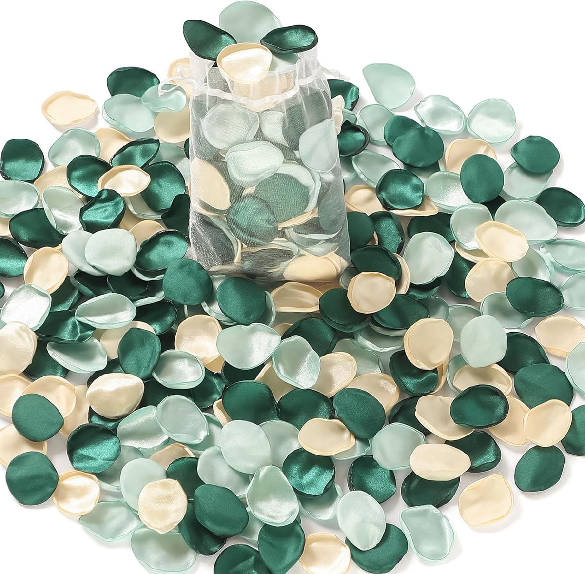 Alecono 𝟰𝟬𝟬𝙋𝙘𝙨 Silk Rose Petals, Green Fake Rose Petals for Wedding Decor, Flower Petals