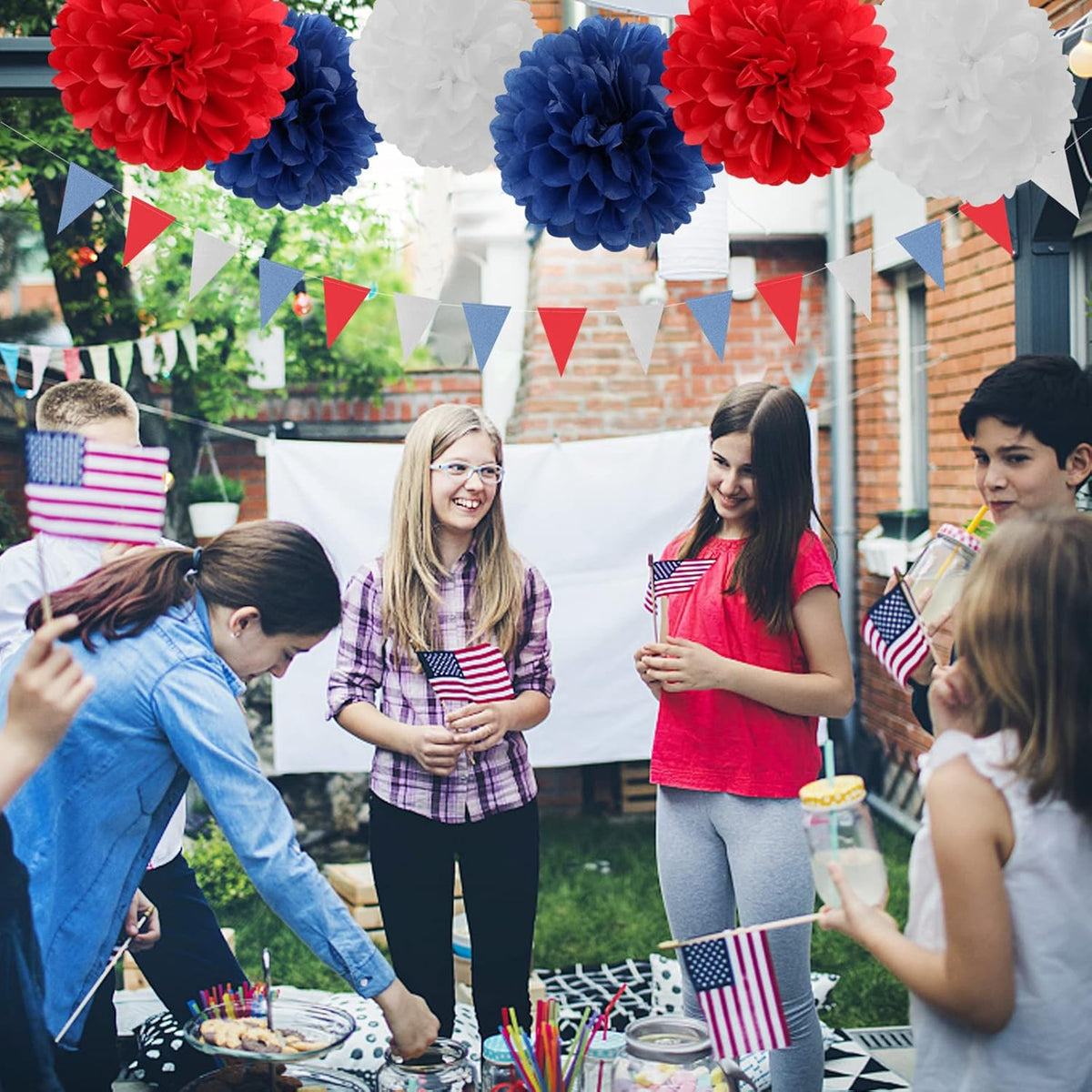 Fourth-4th of July Imemorial-Day Party-Decorations - 23pcs Red White Blue Graduation Banner, USA