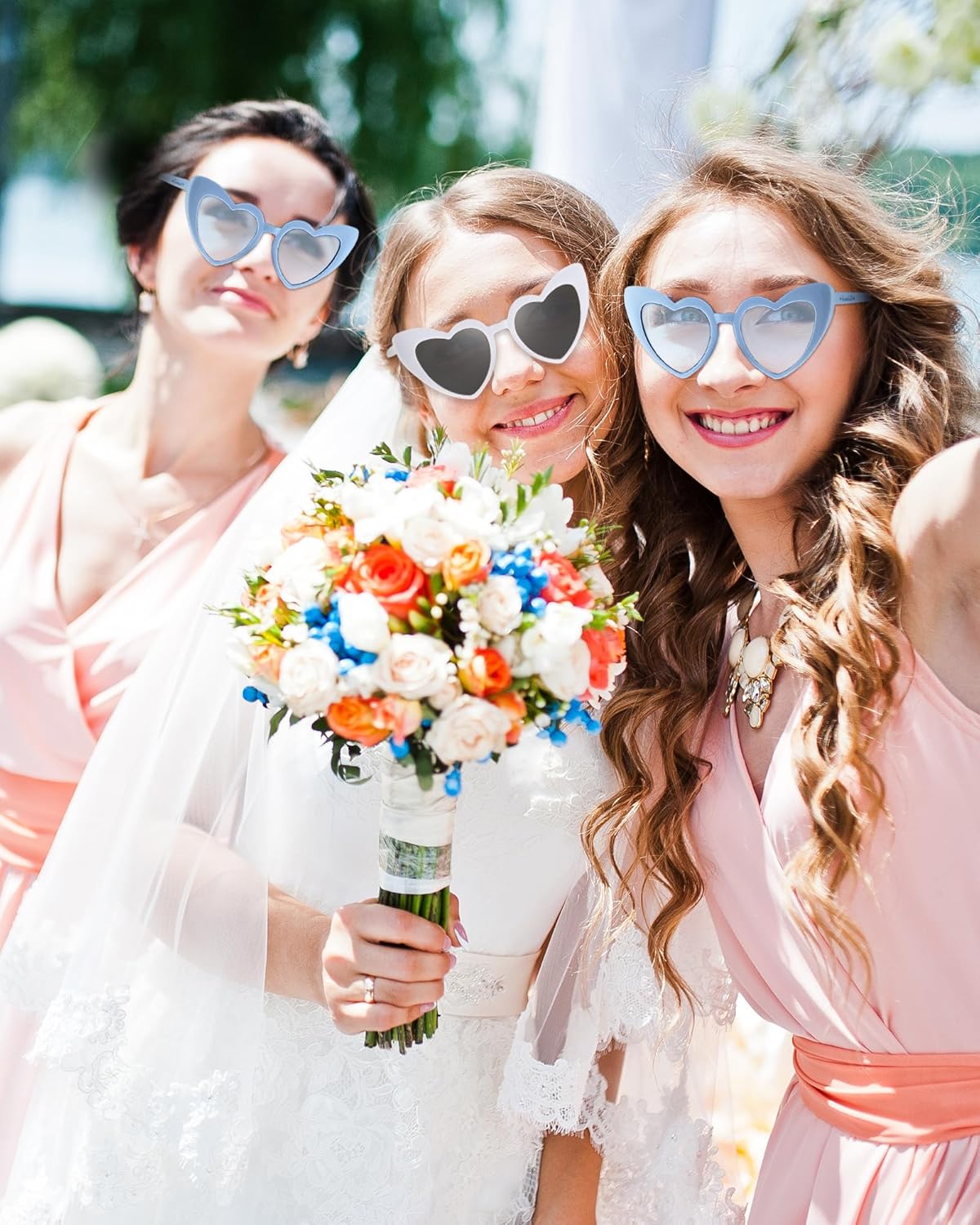 Flutesan 20 Pairs Retro Heart Sunglasses Vintage Cat Eye Heart Glasses Women Bachelorette Bride