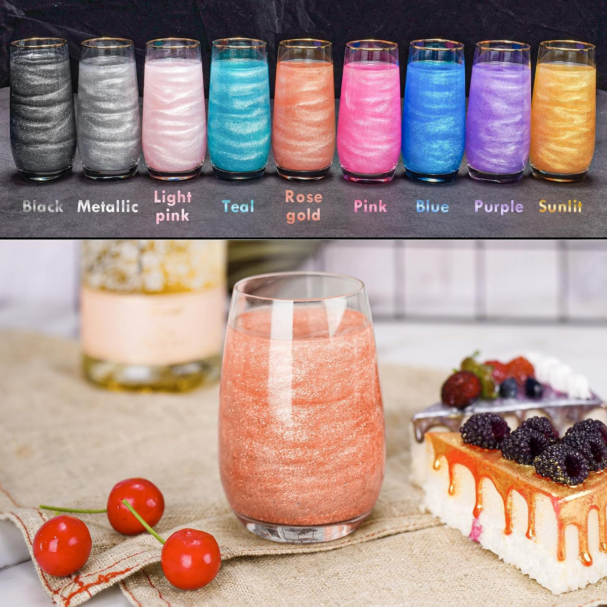 NiHome Edible Food-Grade Glimmer Powder Glitter Luster Dust Metallic Food Decorating Sprinkle