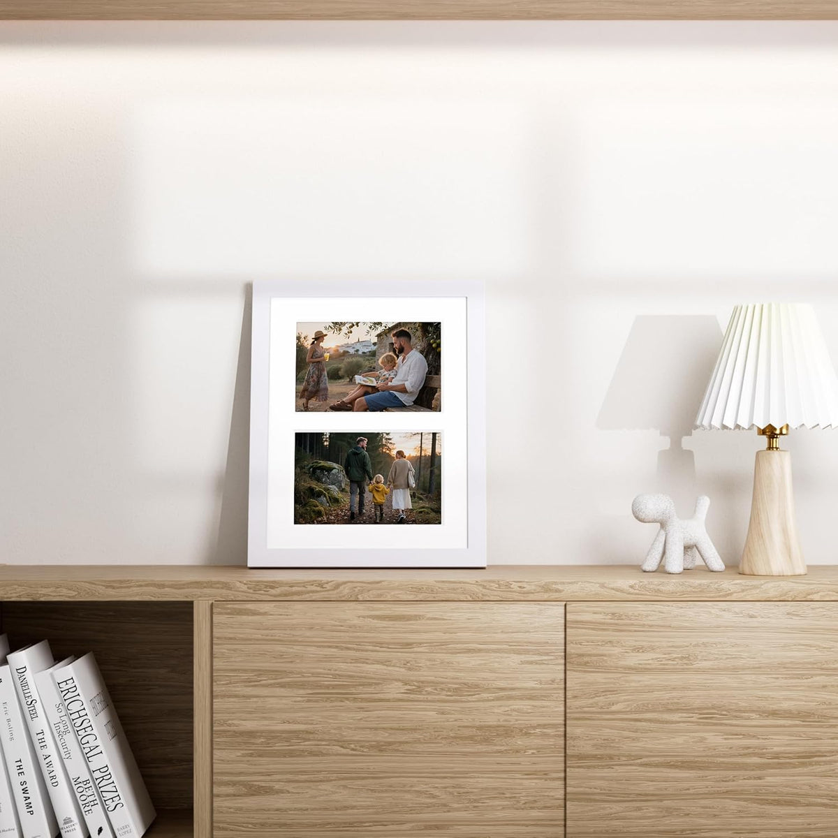 Vittanly 8x10 Collage Picture Frame, Displays 2Pcs 4x6 Pictures with Mat, Photo Frame for Wall