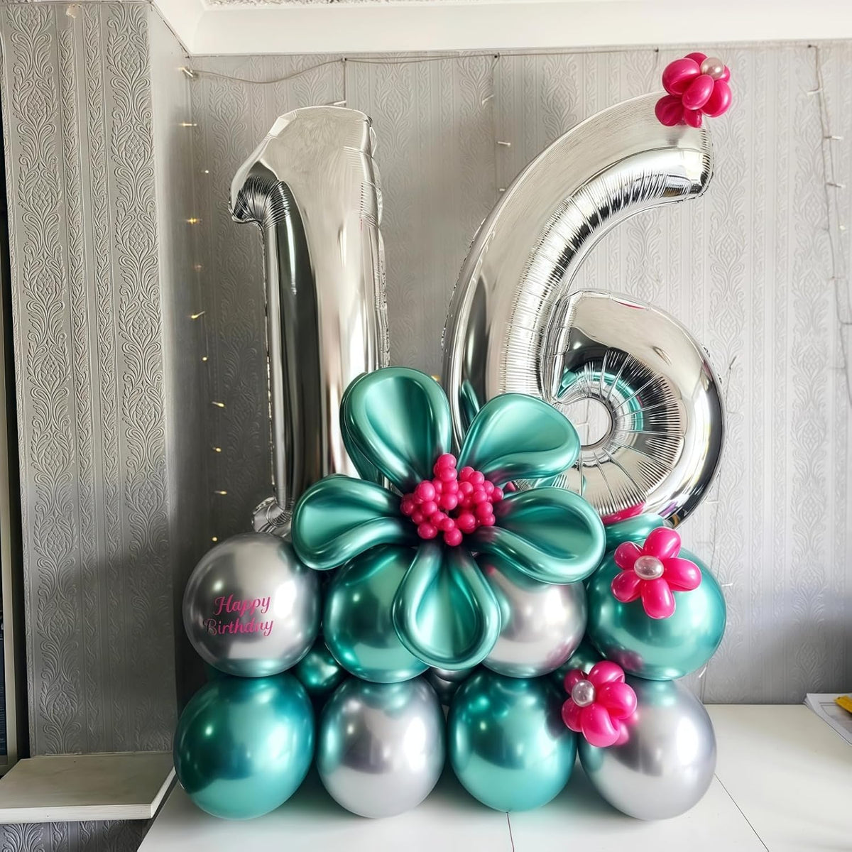 Silver 12th Birthday Balloons for Boys, 40 Inch Mylar Self Inflating 12 Balloon Number, Big Foil 1