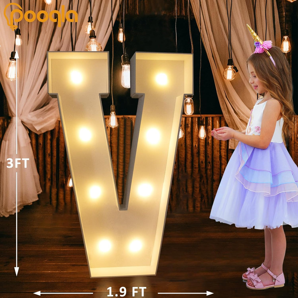 Pooqla 3FT Marquee Light Up Letters, Cool White and Warm White LED Big Mosaic Marquee Letters 3