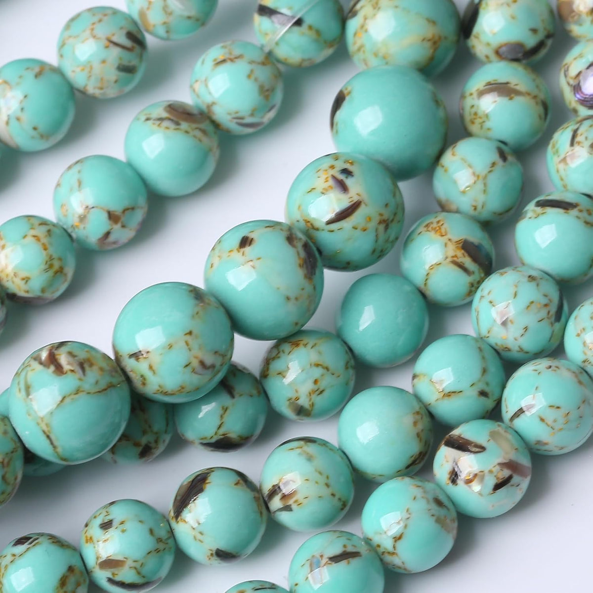 Gold Wire Turquoisee Stone Beads Gemstone Round Crystal Energy Jade Beads Stone Beads for Jewelry
