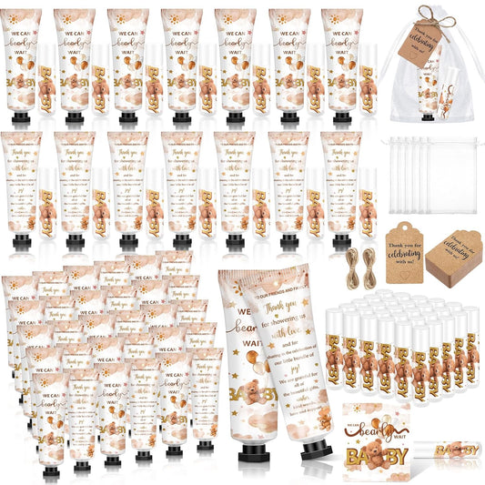 50 Sets 200 Pcs Baby Shower Hand Lotion and Lip Balm Gift Theme Baby Shower Party Favors Travel