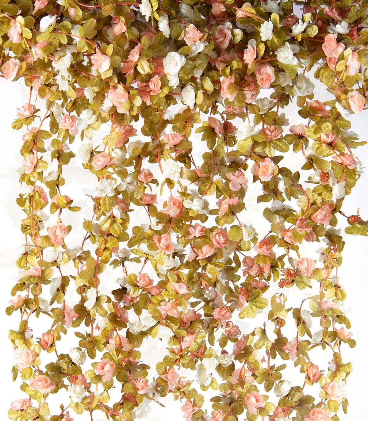 6 Pcs x 8.2 ft Flower Garland Artificial Rose Vine Flowers with Green Leaves Hanging Fake Roses