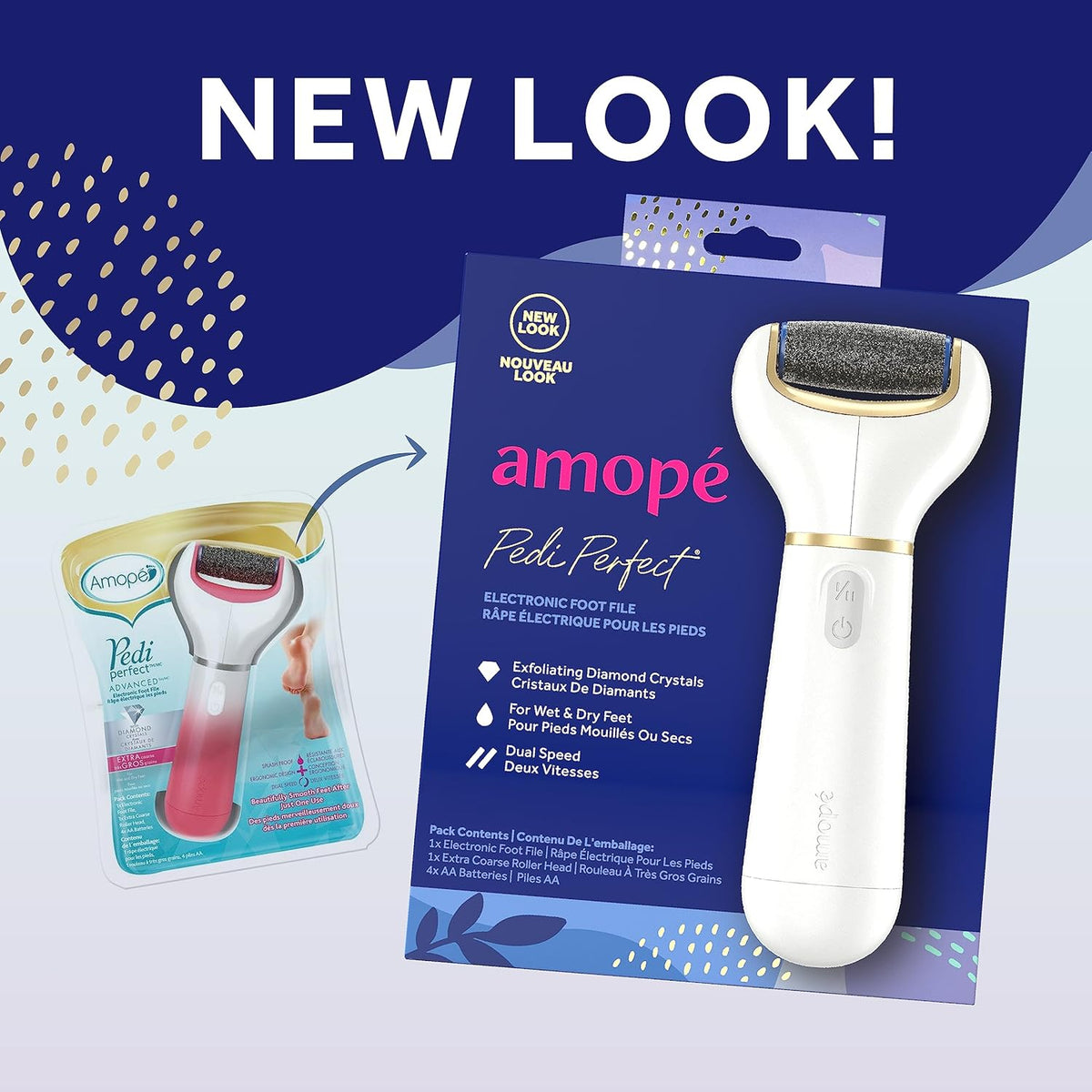 Amopé Pedi Perfect Electric Callus Remover Foot File w/ Diamond Crystals, Pedicure Tool for Feet