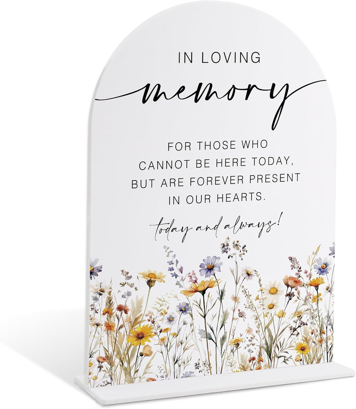 Memorial Table Sign for Wedding, Boho Floral In Loving Memory Sign, Wedding Signage with Stand