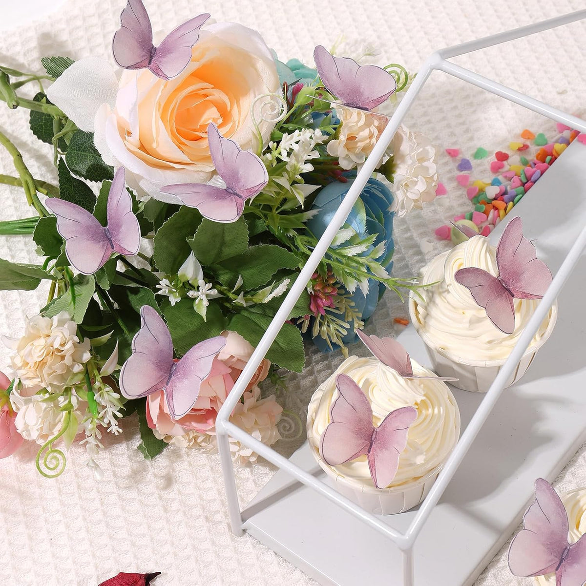48Pcs Edible Butterflies Cake Topper Edible Butterfly Cupcake Toppers Wafer Paper Butterflies