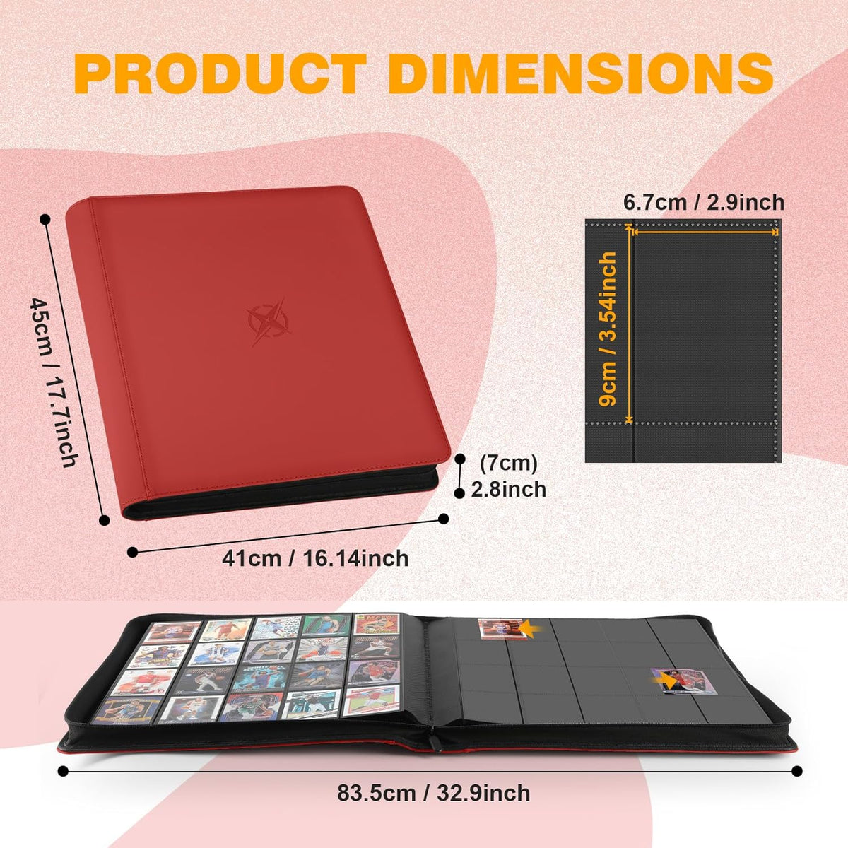 20-Pocket Card Binder, Trading Card Binder Holds 2000 Cards, Premium Zippered Trading Card Album