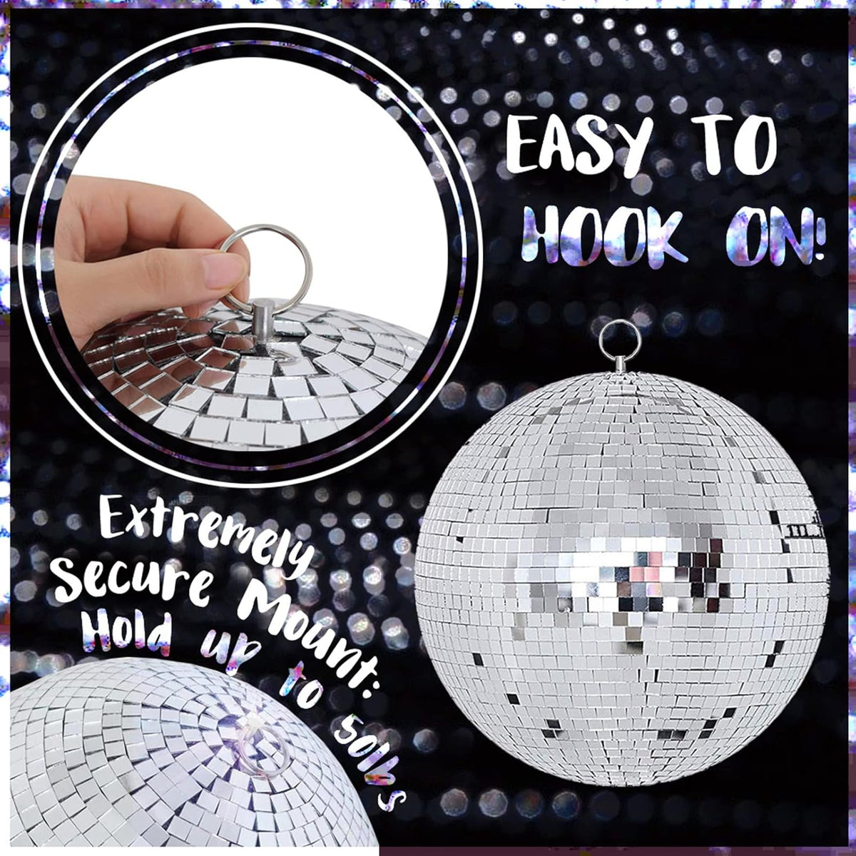 Youdepot Disco Ball 12-Inch – Large Mirror Ball Hanging Party Decor for Weddings, Events, and Dance