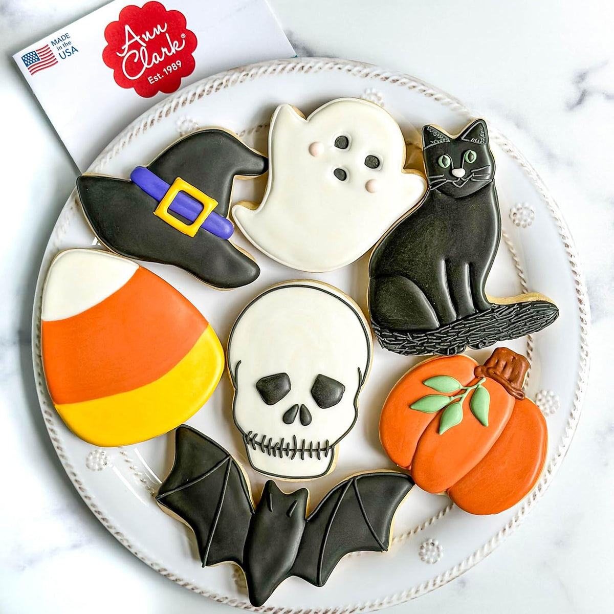 Ann Clark Cookie Cutters Halloween Cookie Cutters 7-Pc. Set Made in USA, Pumpkin, Ghost, Bat, Candy
