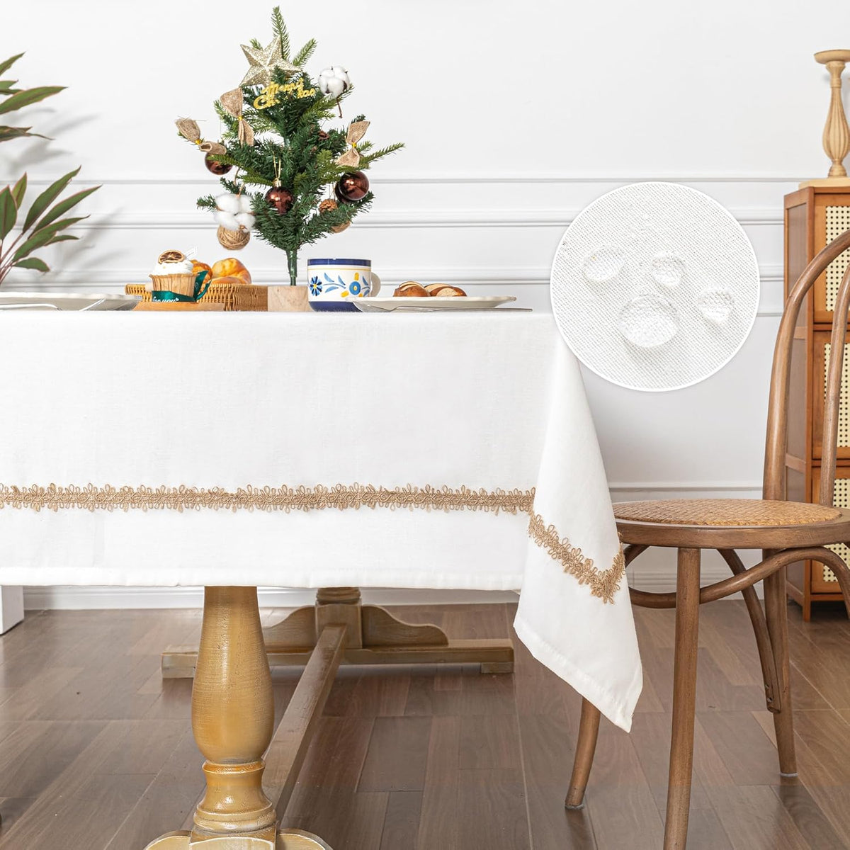 MYSKY HOME Rectangular Table Cloth, 55"X86", Waterproof, Soft Cotton/Polyester Blend, Floral
