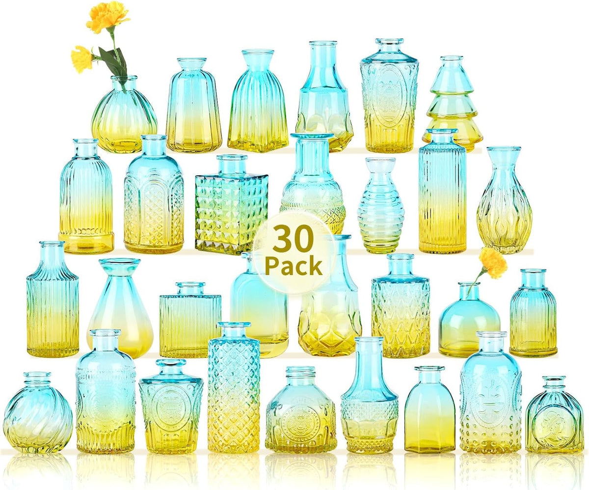 Glass Bud Vases in Bulk Set of 30 Pcs,Small Glass Vases for Flowers as Wedding Centerpieces for
