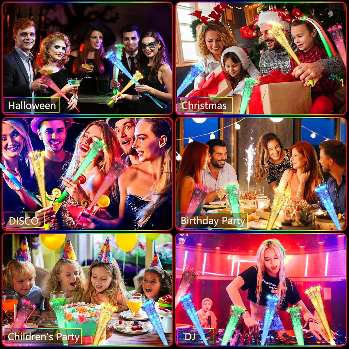 OceanWings Glow Fiber Optic Wands,Halloween Glow Sticks Bulk Party Pack,Glow in the dark Party