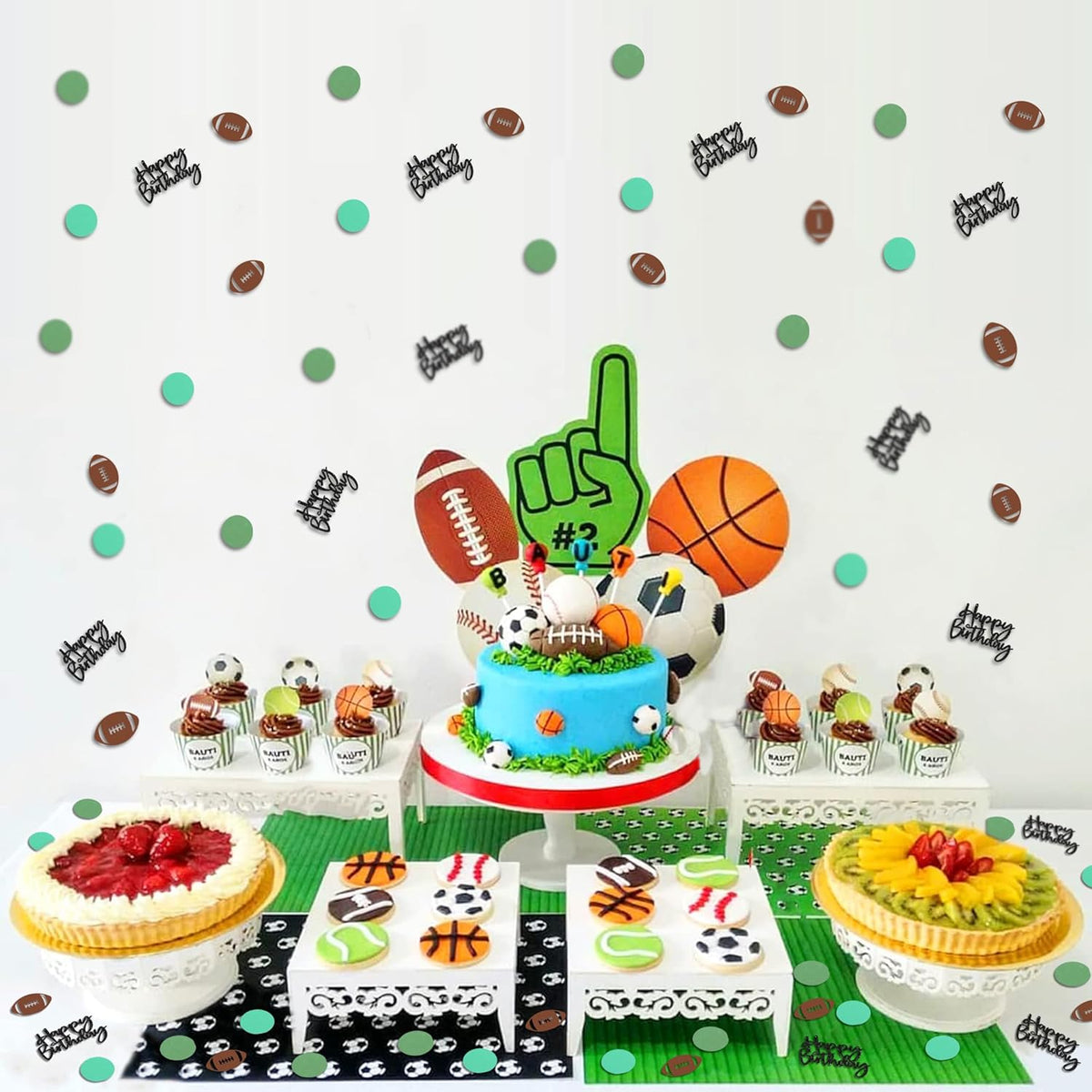 250PC Football Happy Birthday Confetti,Football Birthday Party Decorations,Football Confetti for