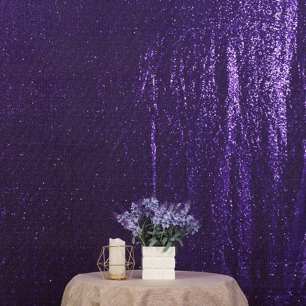 Poise3EHome Purple Sequin Backdrop, 6Ft x 8Ft Glitter Photography Background Curtains for Halloween