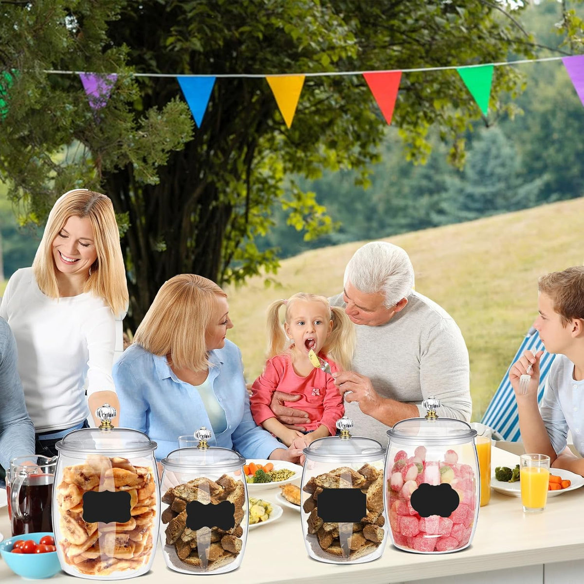 4 Pcs 64 oz 90 oz Candy and Cookie Jar with Lids 4 Spoons Plastic Jars Decorative Apothecary Jars