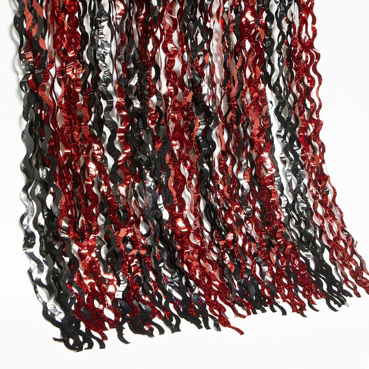 4 Pack Sparkle Red and Black Fringe Curtain - 3.3x6.6 Feet Tinsel Streamer for Birthday Decorations