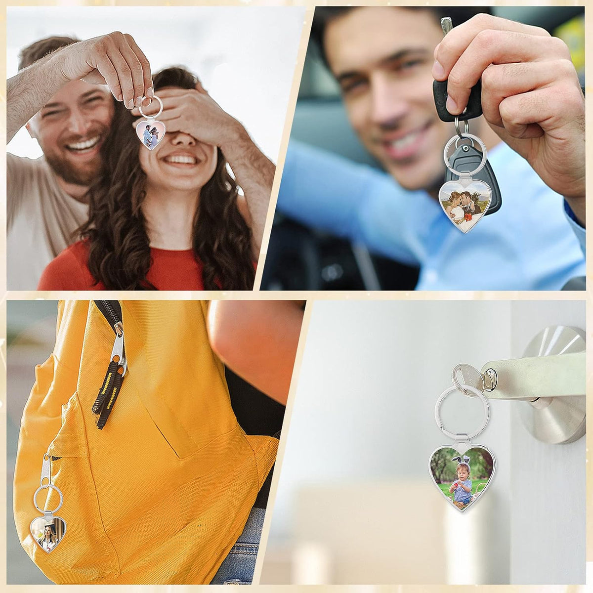 Personalized Custom Keychain with Picture - Turnable Double Sided Colorful Photo Key chains
