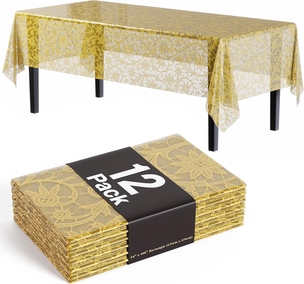 Exquisite Lace Table Cloth Rectangle Table Plastic 12-Pack Lace Tablecloth Rectangular 54" X 108" |