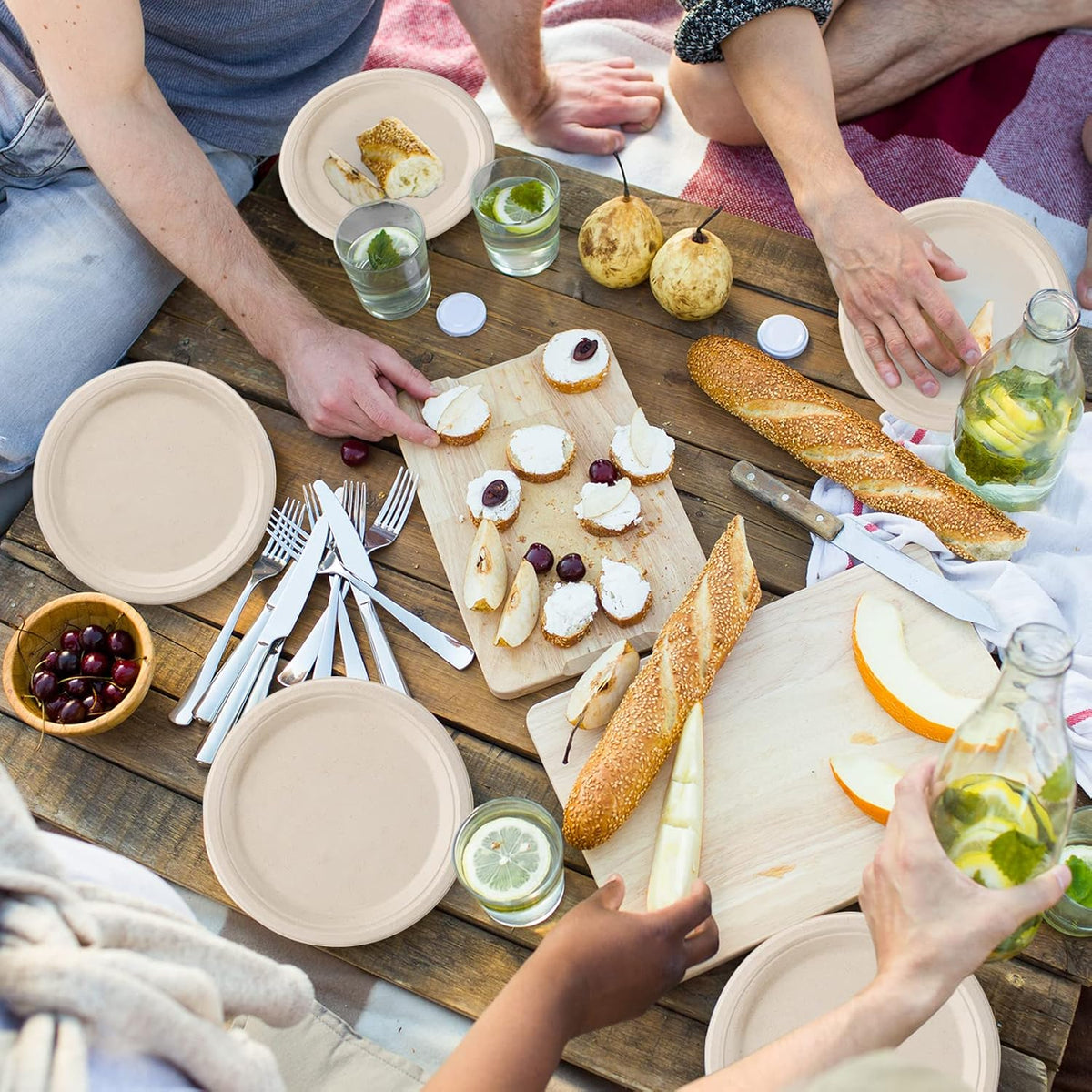 ECOLipak 100% Compostable 10 Inch Paper Plates, 125 Pack Heavy Duty Disposable Biodegradable