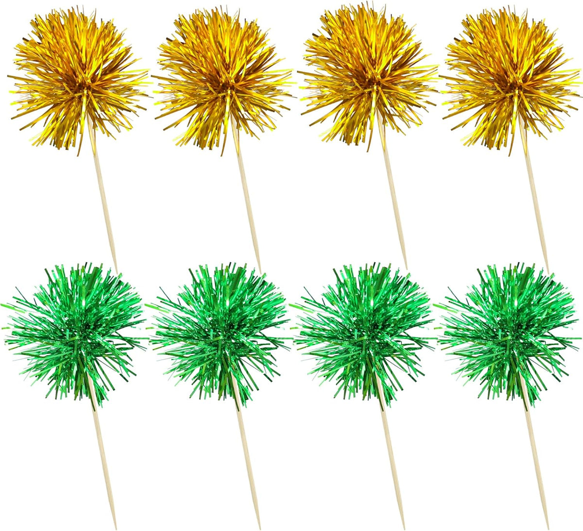 Ephlyn 30Pcs Foil Firework Cupcake Toppers Sparkle Tinsel Cupcake Picks Birthday Cake Decorations