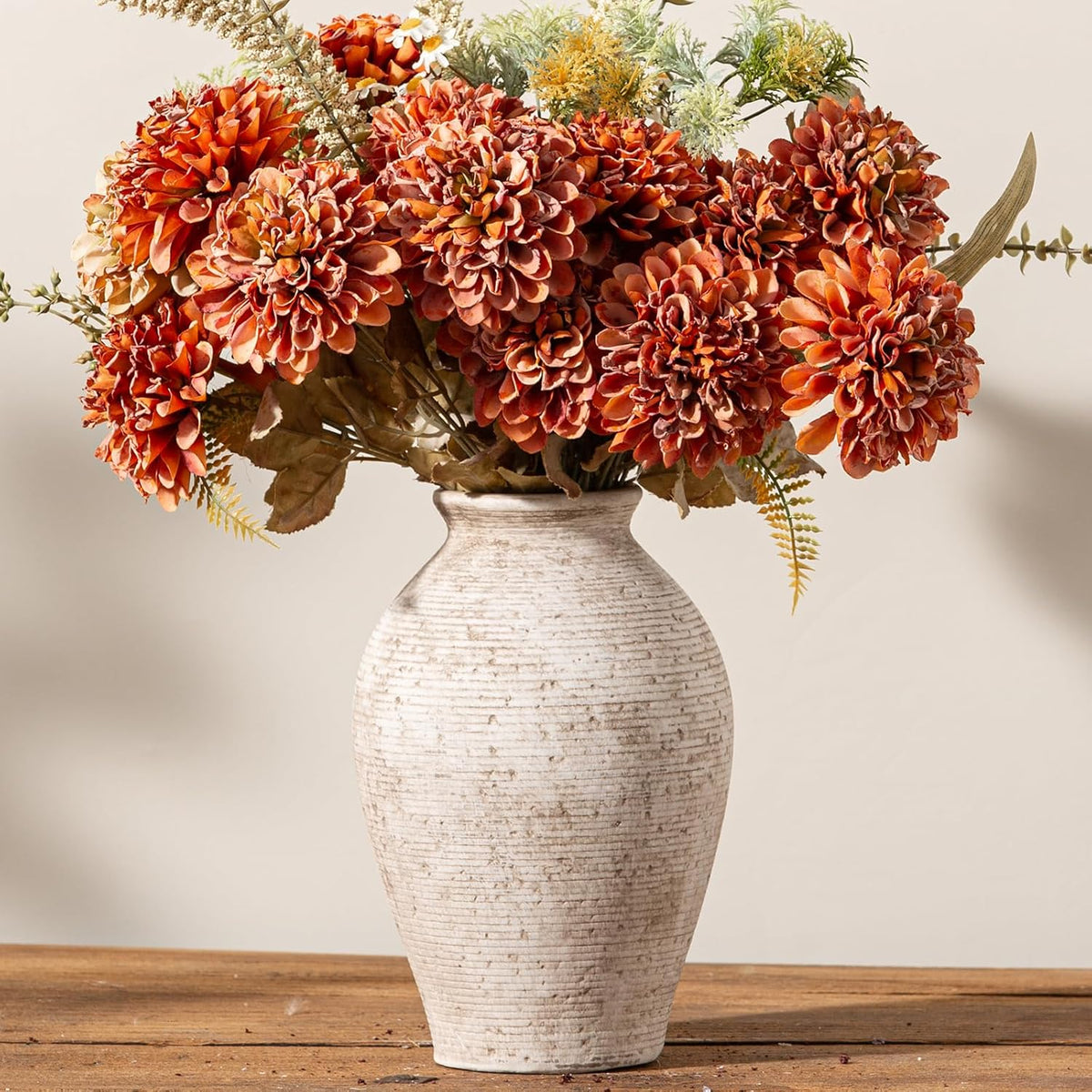Ceramic Flower Vase Home Decor - Large Farmhouse Table Vases Rustic Vintage Living Room Kitchen