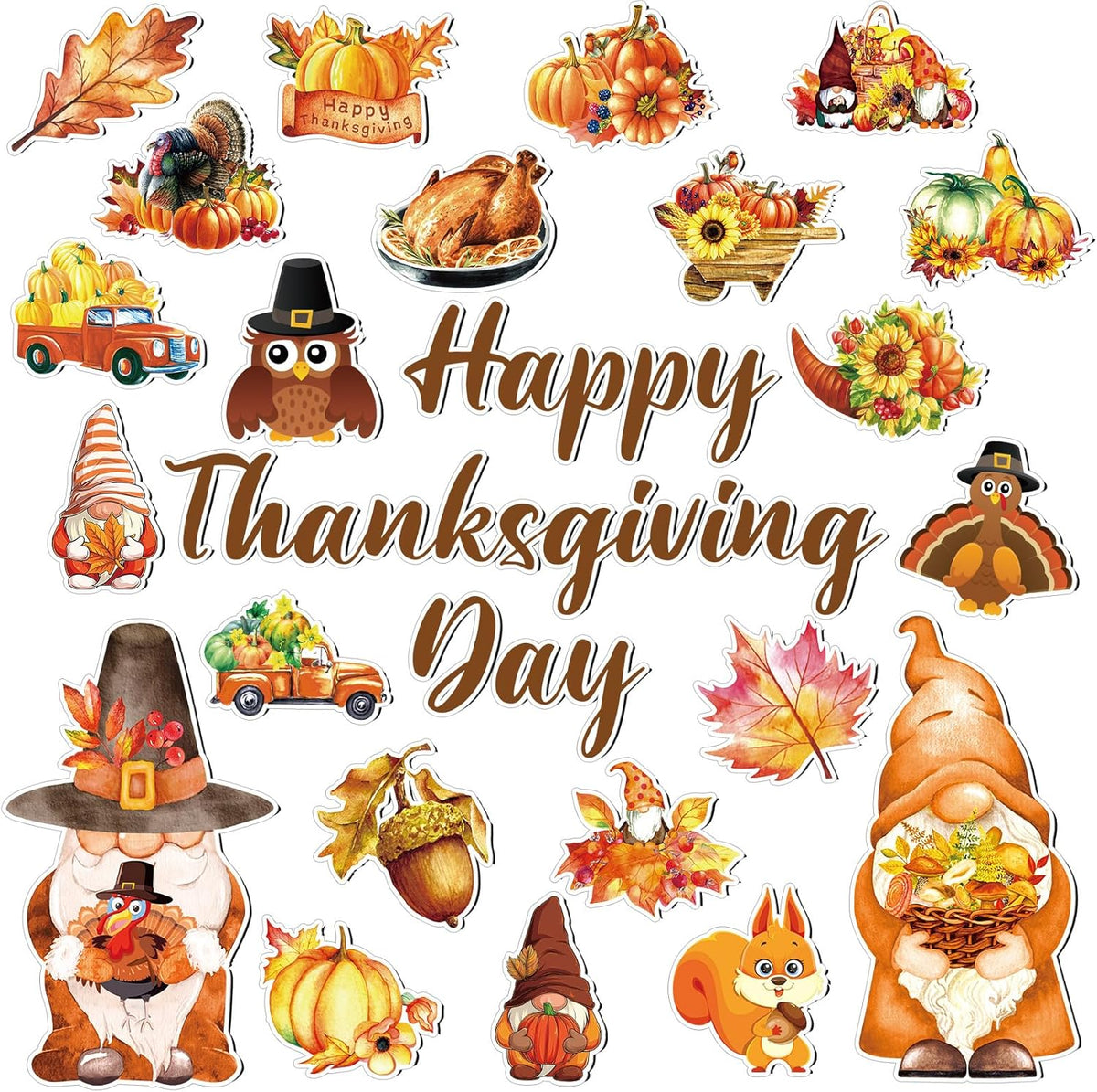 25 Pieces Thanksgiving Harvest Decoration Magnets for Refrigerator, Decorative Magnetic Fridge