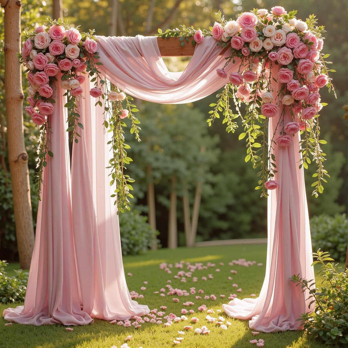 Wedding Arch Draping Fabric 2 Panels 18Ft Dusty Rose Chiffon Fabric Drapery Wedding Ceremony