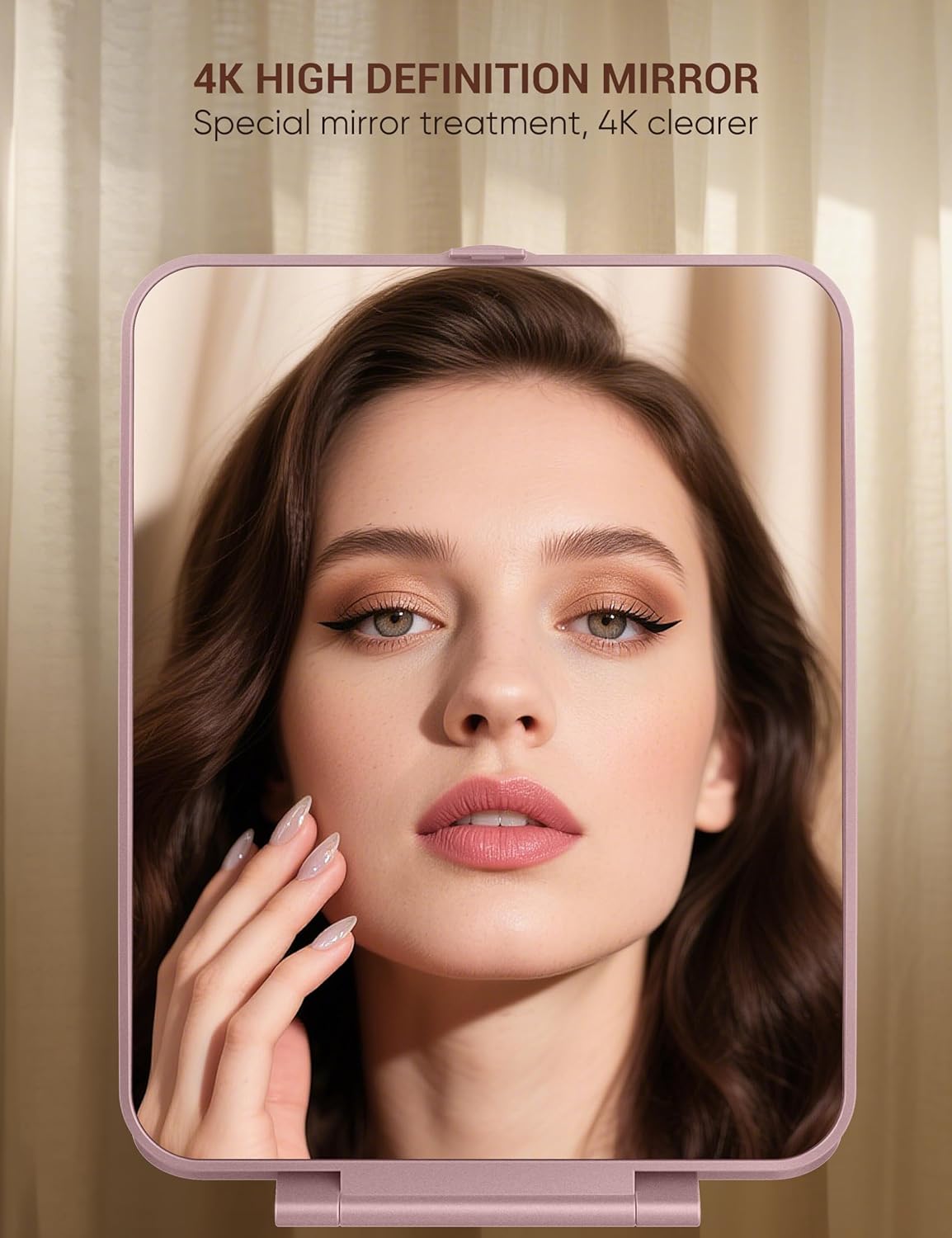 Travel Makeup Mirror with 1X/10X Magnifying, Portable Folding Make Up Tabletop Mirror for Office