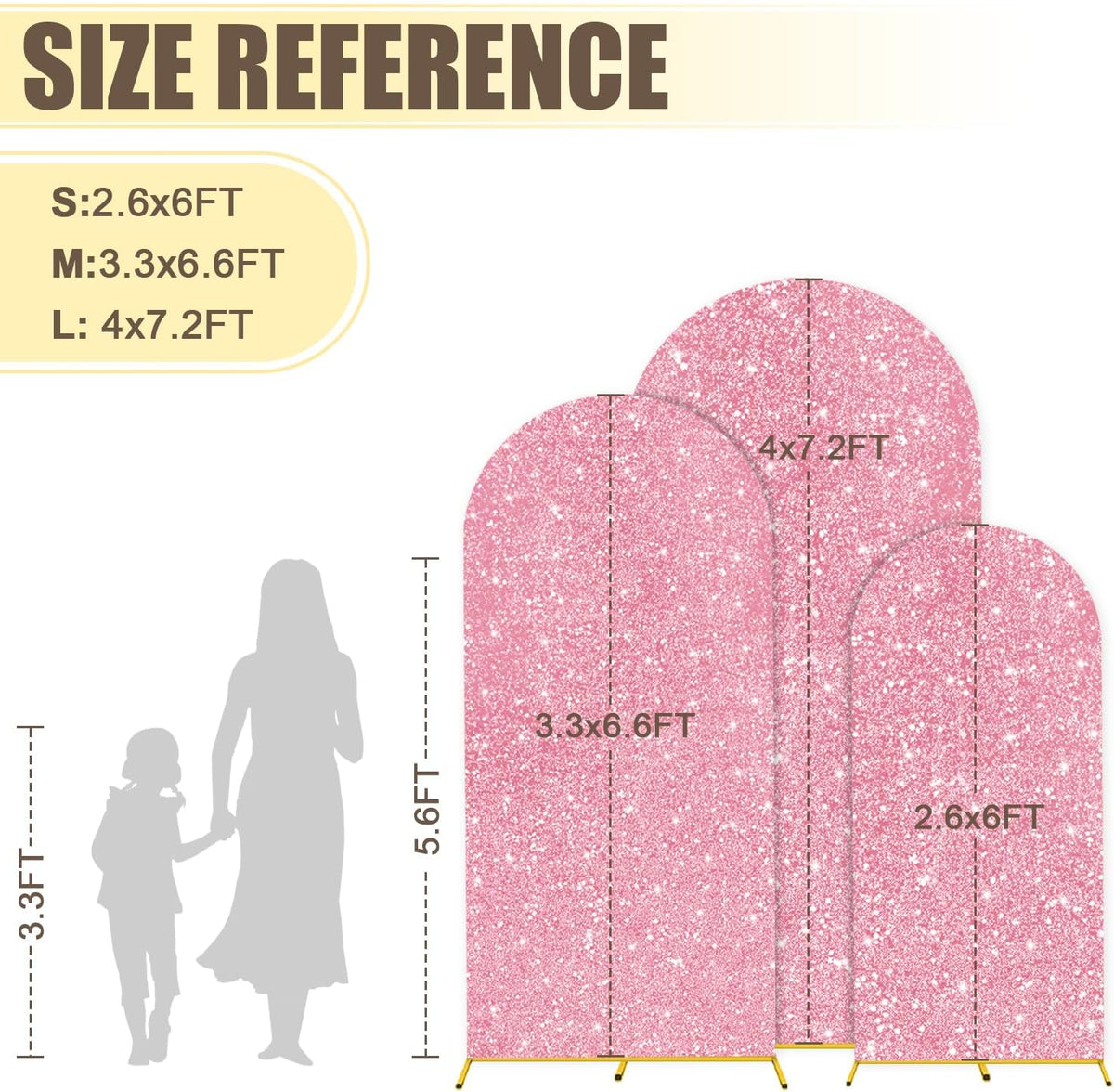MODFUNS Metal Arch Backdrop Stand and Cover Set 6&6.6&7.2ft Pink Gold Sequins Arch Backdrop Covers