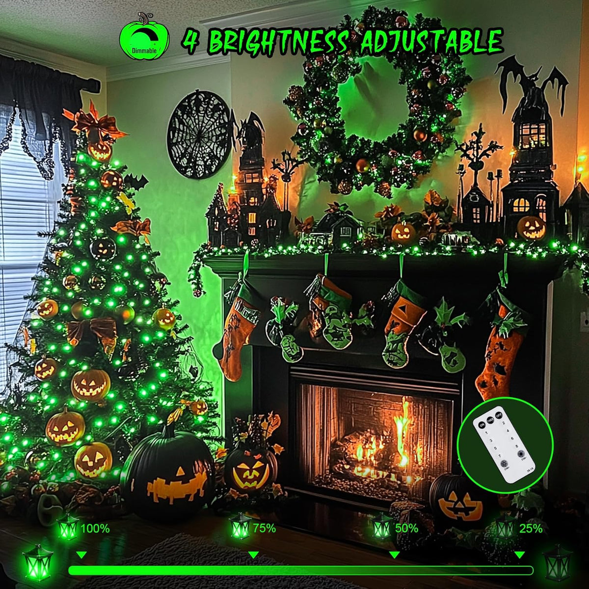 JMEXSUSS 600 LED Green Lights for Halloween Decorations, 168 Ft Green Christmas String Lights