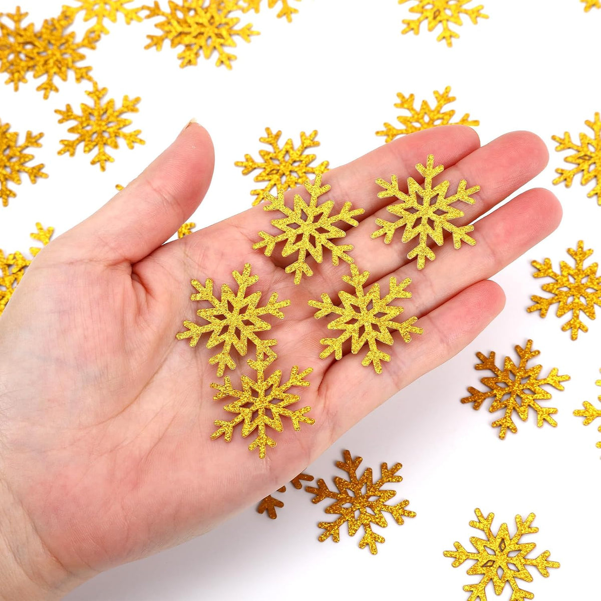 MARFOREVER Christmas Snowflake Glitter Confetti, Gold Snowflake Paper Confetti Winter Snow