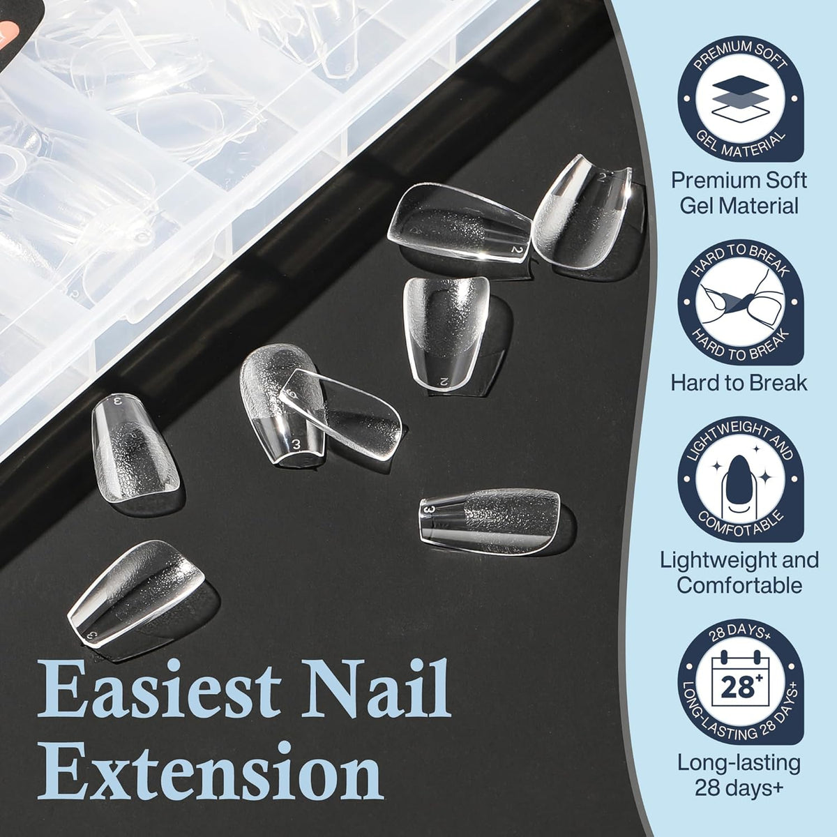 Short Coffin Fake Nails, 240pcs Soft Gel Pre-Filed Acrylic Short Ballerina Nail Tips, Half Matte