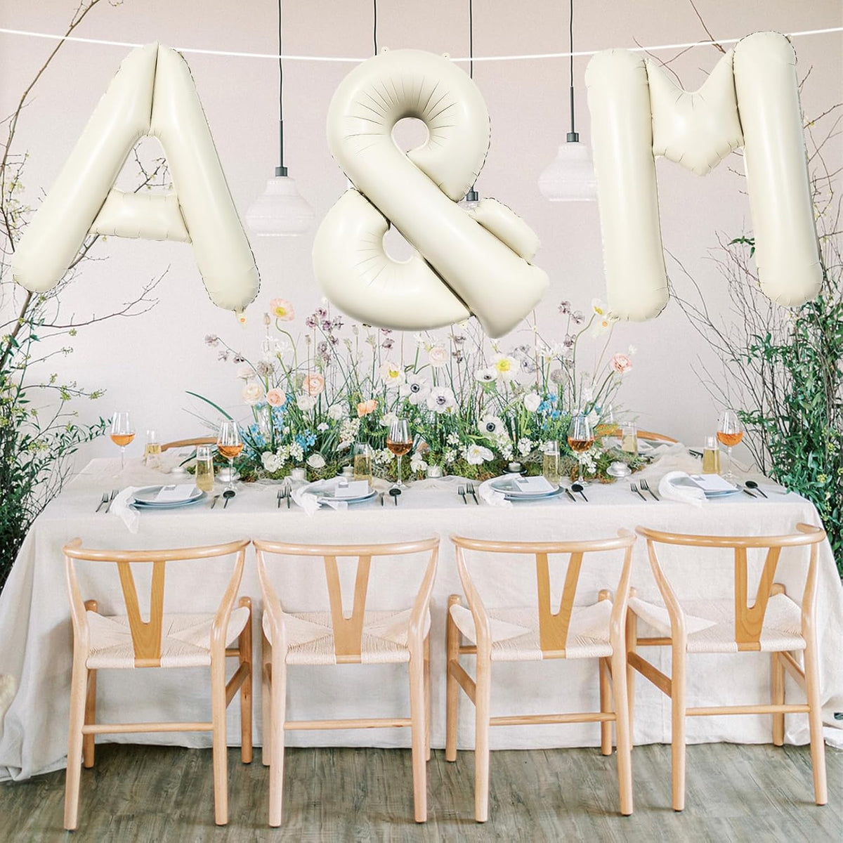 40 Inch Cream Giant Custom Alphabet & Foil Name Balloons - Ivory White, Mylar Self Inflating Beige