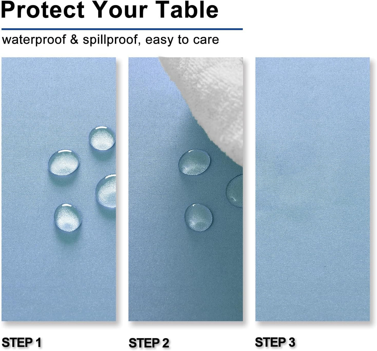 Hiasan Dusty Blue Tablecloth for Rectangle Tables - Waterproof and Spillproof Washable Fabric Table