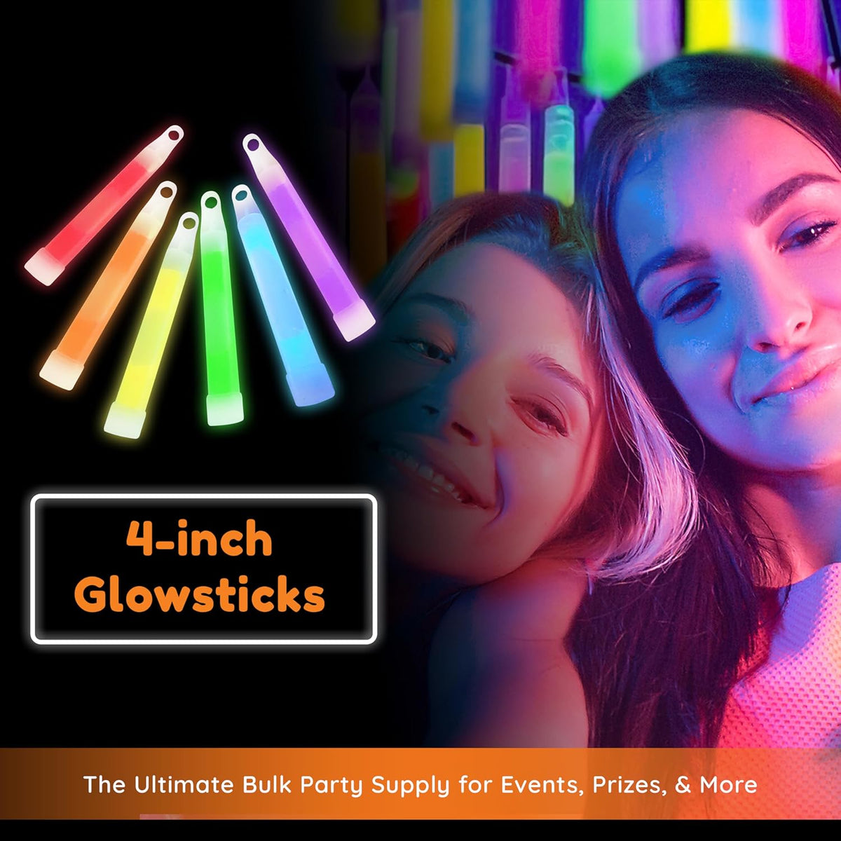 Glow Fever Bulk 50ct 4" Glow In The Dark Sticks, For Kids Party Supplies Birthday Party Favors