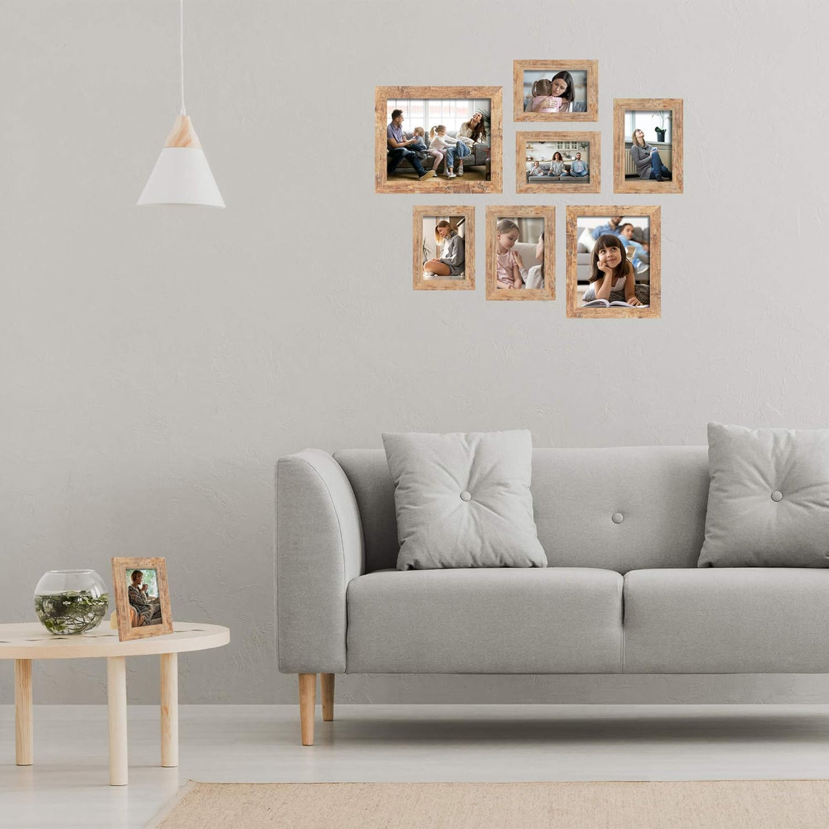 8x10 Picture Frame Set of 4, High Definition Real Glass Rustic Brown Frame, 8 x 10 Wood Photo