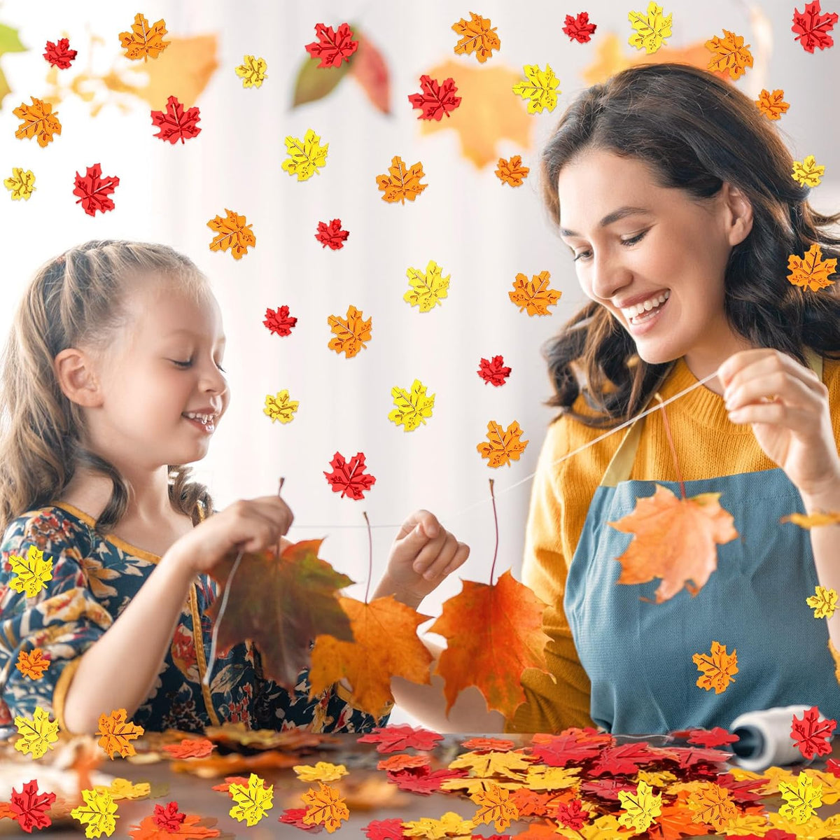 MARFOREVER Fall Glitter Confetti, Thanksgiving Metallic Foil Maple Leaves Fall Party Decorations