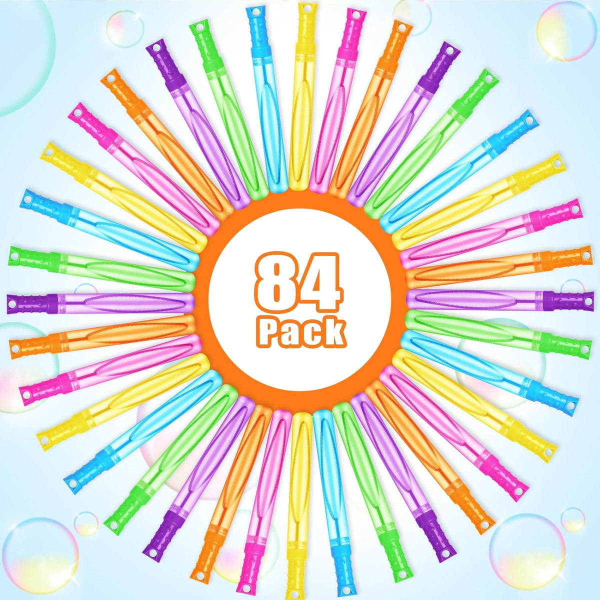 Bubble Wands, 84 Pcs Bubble Wands Bulk in 6 Colors，Bubble Party Favors for Kids, Summer Toys