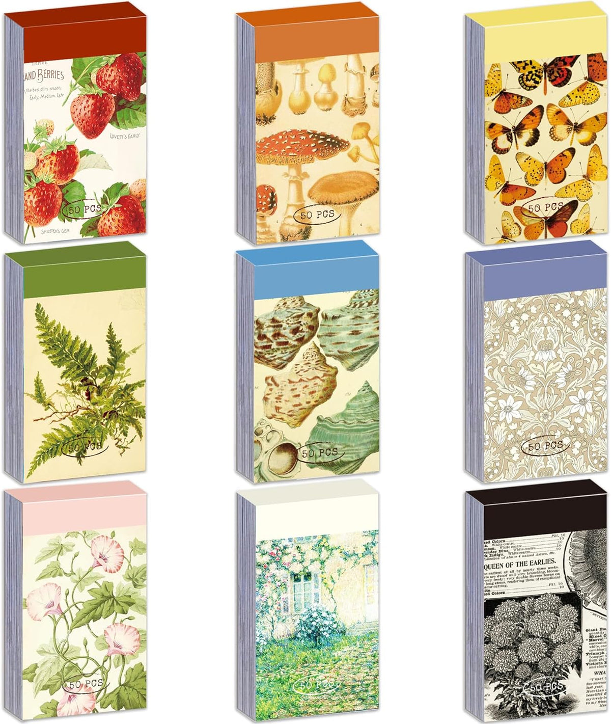 9 Sets 450 Sheets Washi Stickers for Journaling, Plants Fruit Flowers Butterfly Shell Boho Stickers